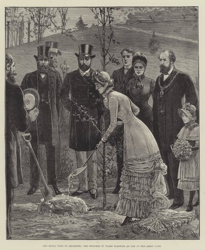 The Royal Visit to Leicester, the Princess of Wales planting an Oak in the Abbey Park by Henry Stephen Ludlow